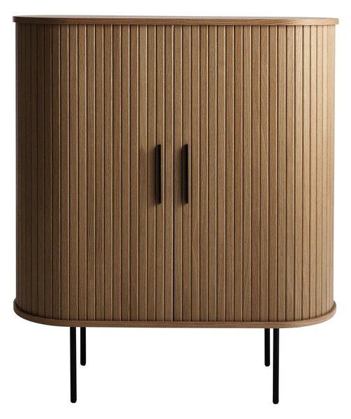 Rjava vinska omara v hrastovem dekorju z drsnimi vrati 100x118x40 cm Nola – Unique Furniture