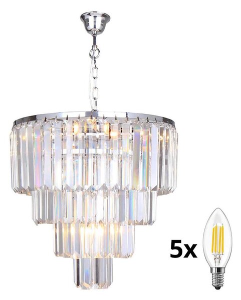 Brilagi - LED Kristalni lestenec na verigi MOZART 5xE14/40W/230V sijajni krom