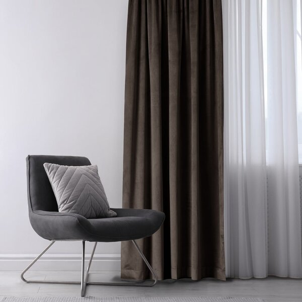 Rjava žametna zavesa za delno zatemnitev 140x245 cm – Restilo