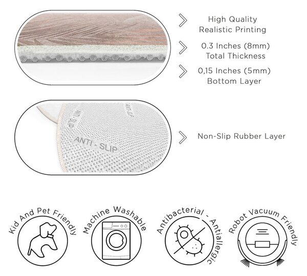 Svetlo rožnata pralna okrogla preproga ø 150 cm Dusty Leaves – Mila Home