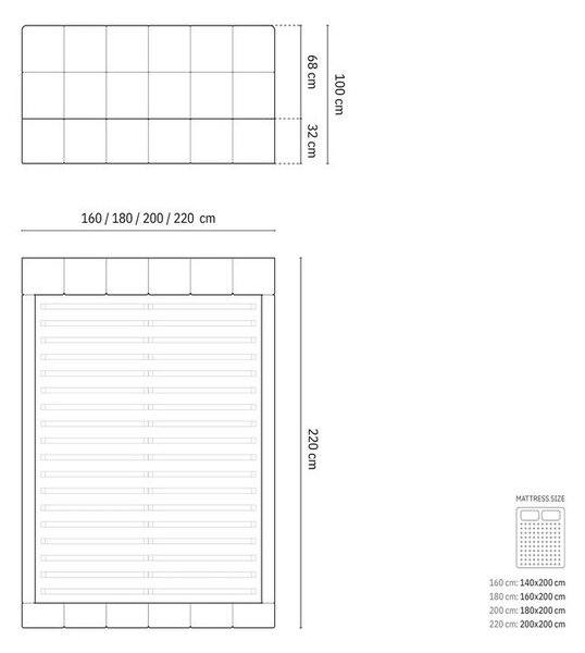 Kremno bela oblazinjena zakonska postelja s prostorom za shranjevanje z letvenim dnom 160x200 cm Bellis – Micadoni Home