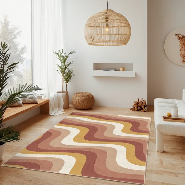 Oker rumen/prašno rožnat pralen tekač 60x230 cm Creamy Strawberry Swirl – Mila Home