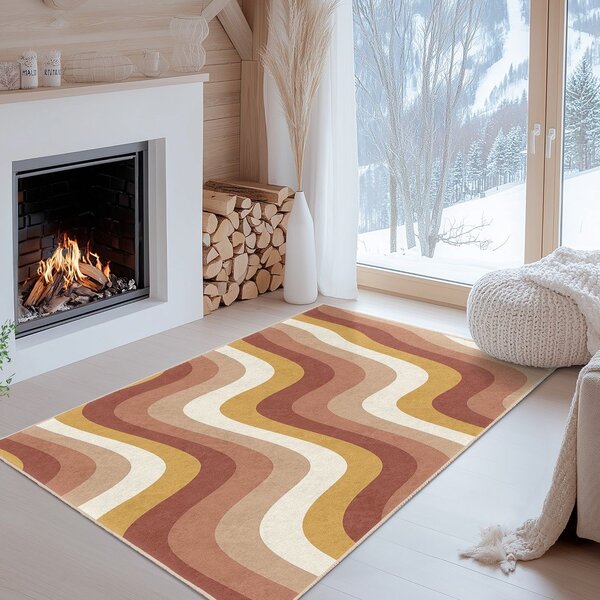 Oker rumen/prašno rožnat pralen tekač 60x230 cm Creamy Strawberry Swirl – Mila Home