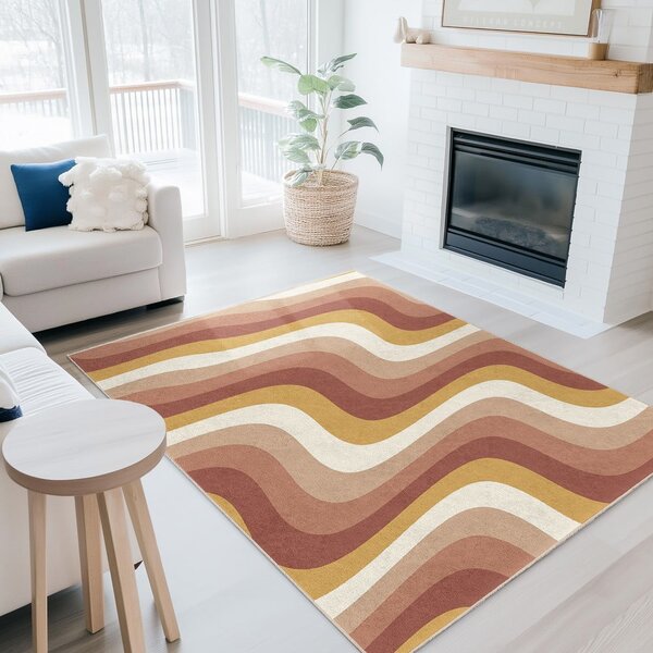 Oker rumen/prašno rožnat pralen tekač 60x230 cm Creamy Strawberry Swirl – Mila Home