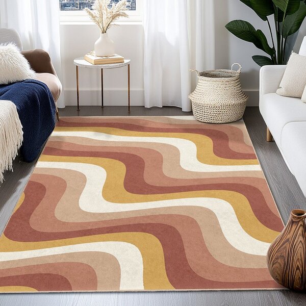 Oker rumen/prašno rožnat pralen tekač 60x230 cm Creamy Strawberry Swirl – Mila Home
