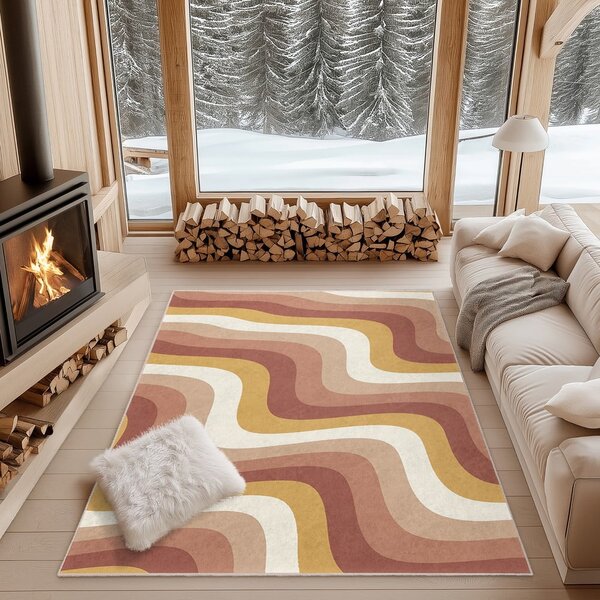 Oker rumen/prašno rožnat pralen tekač 60x230 cm Creamy Strawberry Swirl – Mila Home