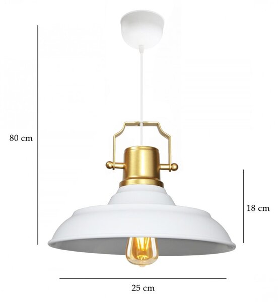 Bela viseča svetilka s kovinskim senčilom ø 25 cm Tarsus – Opviq lights
