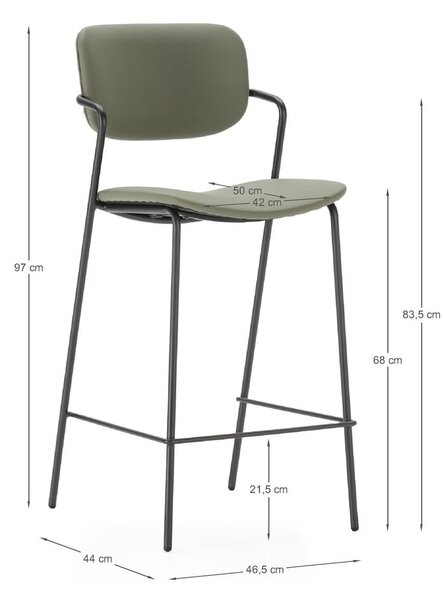 Kaki zeleni barski stoli v kompletu 2 ks (višina sedeža 68 cm) Maika – Marckeric