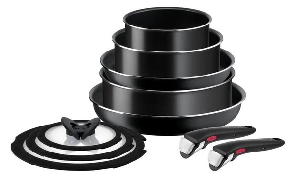 Tefal - Set kuhinjske posode 10 kom. INGENIO EASY COOK & CLEAN BLACK