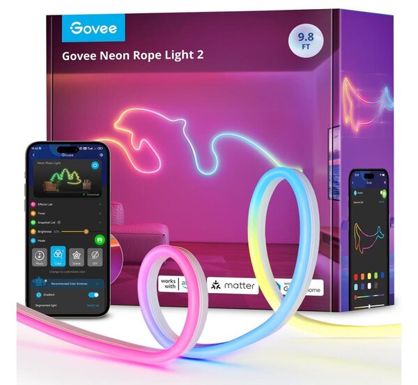 Govee - Neon 2 MATTER upogljiv LED trak 3m RGBIC Wi-Fi IP67