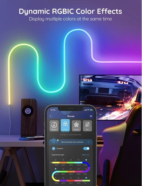 Govee - Neon SMART upogljiv LED trak RGBIC 2m Wi-Fi IP67