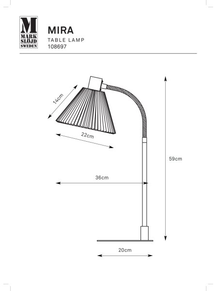 Markslöjd 108697 - Namizna svetilka MIRA 1xE14/40W/230V črna/bela