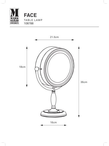 Markslöjd 108788 - Kozmetično ogledalo FACE 1xE14/25W/230V