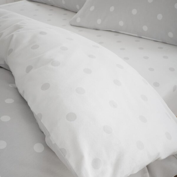 Bela/siva napenjalna flanelna rjuha 150x200 cm Polka Dot – Catherine Lansfield