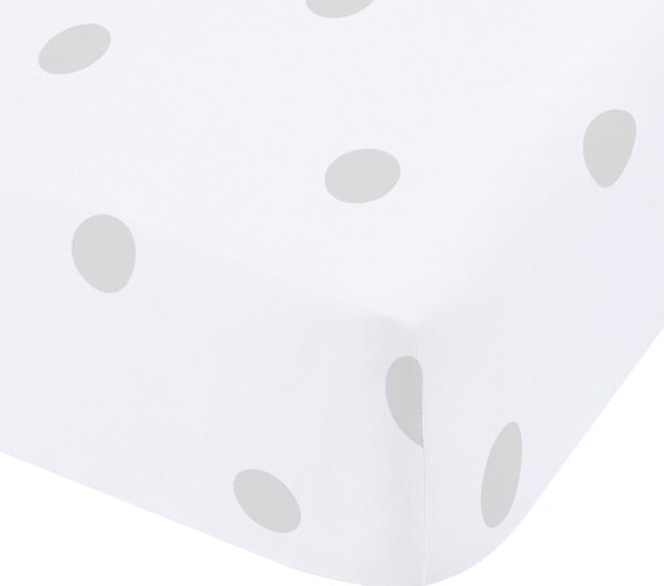 Bela/siva napenjalna flanelna rjuha 150x200 cm Polka Dot – Catherine Lansfield