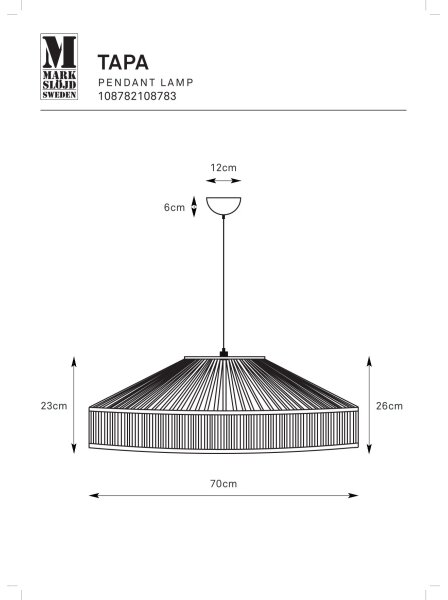 Markslöjd 108782 - Lestenec na vrvici TAPA 1xE27/40W/230V črna/bambus