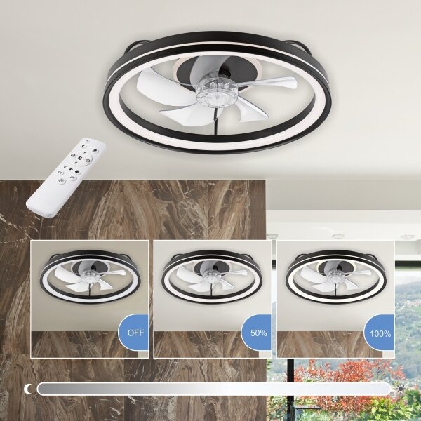 LED Stropna svetilka z ventilatorjem FARGO LED/37W/230V črna + Daljinski upravljalnik