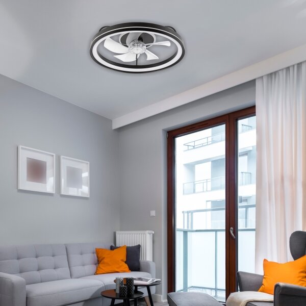 LED Stropna svetilka z ventilatorjem FARGO LED/37W/230V črna + Daljinski upravljalnik