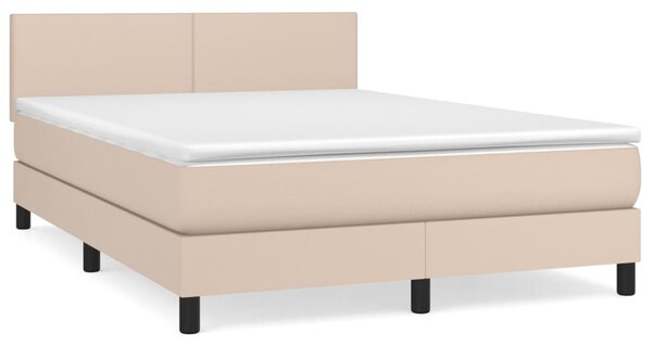 VidaXL Box spring postelja z vzmetnico kapučino 140x200cm umetno usnje