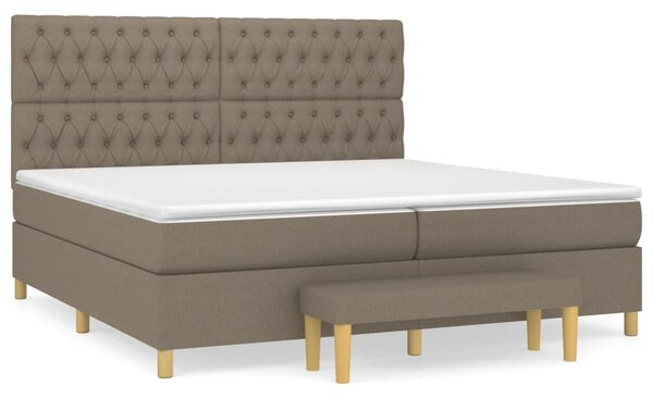 VidaXL Box spring postelja z vzmetnico taupe 200x200 cm blago