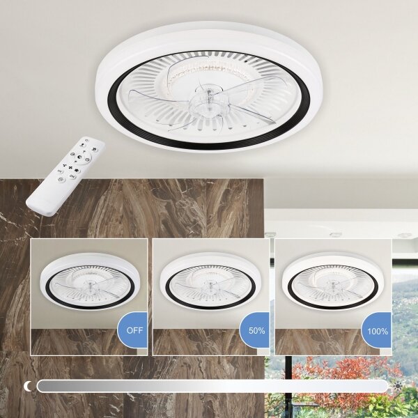 LED Stropna svetilka z ventilatorjem GEMMA LED/37W/230V bela + Daljinski upravljalnik