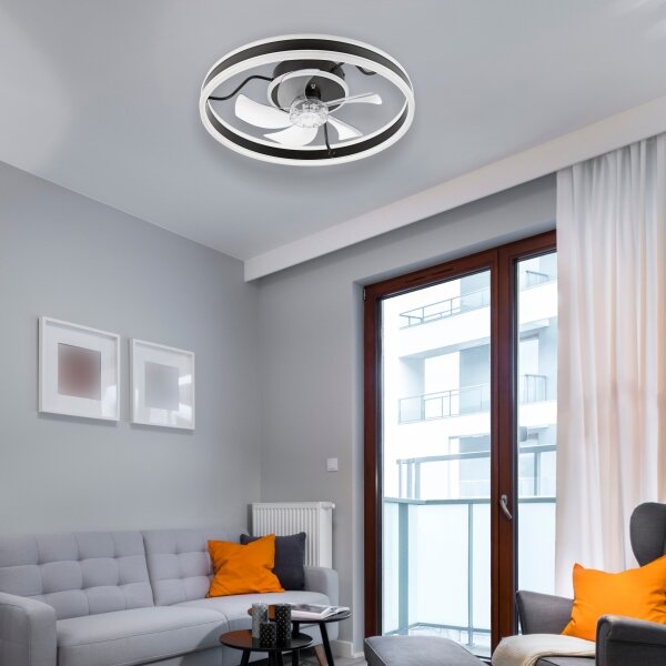 LED Stropna svetilka z ventilatorjem APOLLO LED/38W/230V črna + Daljinski upravljalnik