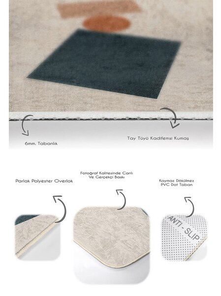 Bež žametne kopalniške preproge v kompletu 2 ks 60x100 cm Geometry Shapes – Mila Home
