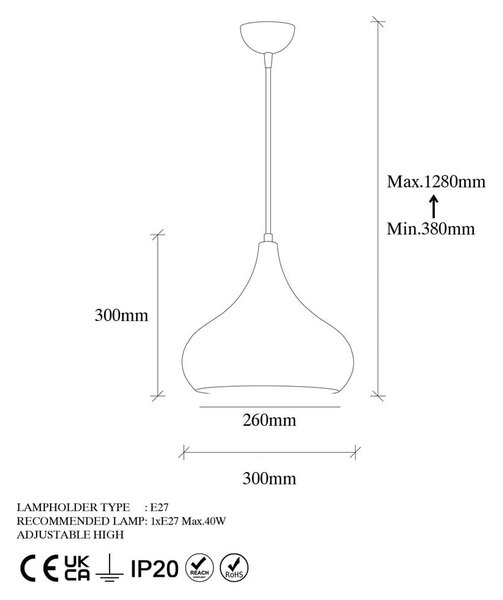 Bakrena viseča svetilka s kovinskim senčilom ø 30 cm Muba – Opviq lights