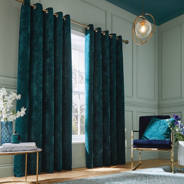 Zelenomodre izolacijske zavese iz šenilje v kompletu 2 ks 168x229 cm Selene Luxury Chenille – Hyperion