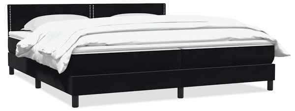 VidaXL Box spring postelja z vzmetnico črna 180x210 cm žamet