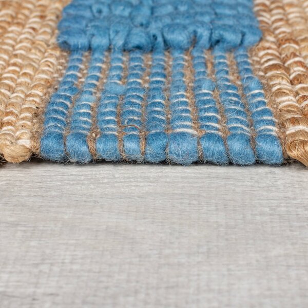 Ročno tkan tekač iz mešanice jute v naravni in modri barvi 60x230 cm Medina Jute – Flair Rugs