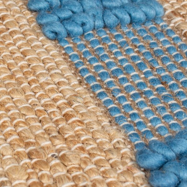 Ročno tkan tekač iz mešanice jute v naravni in modri barvi 60x230 cm Medina Jute – Flair Rugs