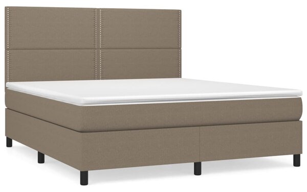 VidaXL Box spring postelja z vzmetnico taupe 160x200 cm blago