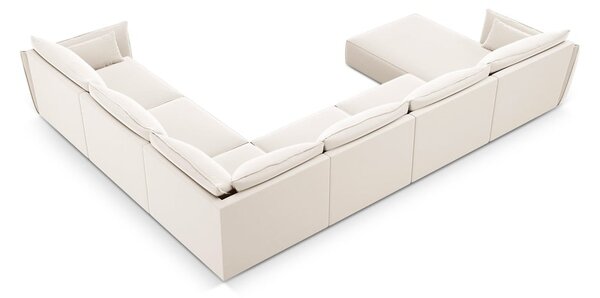 Bež žametna kotna sedežna garnitura v obliki črke "U" (levi kot) Vanda – Mazzini Sofas
