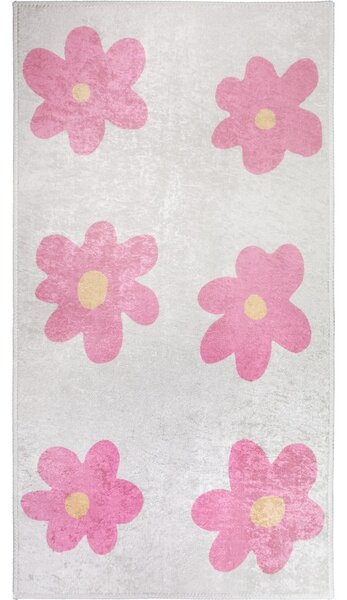 Rožnata/slonokoščena pralna otroška preproga 80x150 cm Cute Flowers Pink – Vitaus