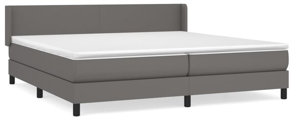 VidaXL Box spring postelja z vzmetnico siva 200x200 cm umetno usnje