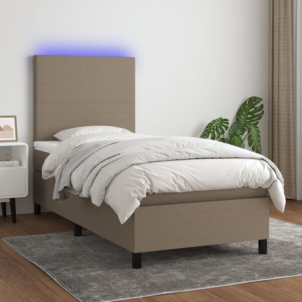 VidaXL Box spring postelja z vzmetnico LED taupe 80x200 cm blago