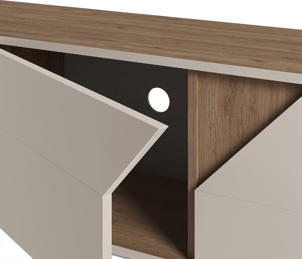 Kremno bela/naravna komoda v hrastovem dekorju 150x55x35 cm Lilou – Marckeric