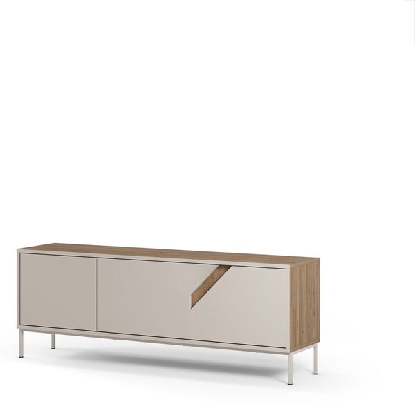 Kremno bela/naravna komoda v hrastovem dekorju 150x55x35 cm Lilou – Marckeric