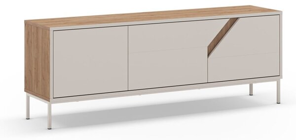 Kremno bela/naravna komoda v hrastovem dekorju 150x55x35 cm Lilou – Marckeric