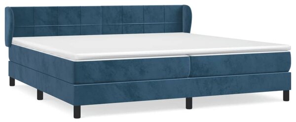 VidaXL Box spring postelja z vzmetnico temno modra 200x200 cm žamet