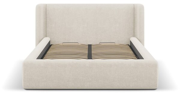 Kremno bela oblazinjena zakonska postelja s prostorom za shranjevanje z letvenim dnom 200x200 cm Jason – Windsor & Co Sofas