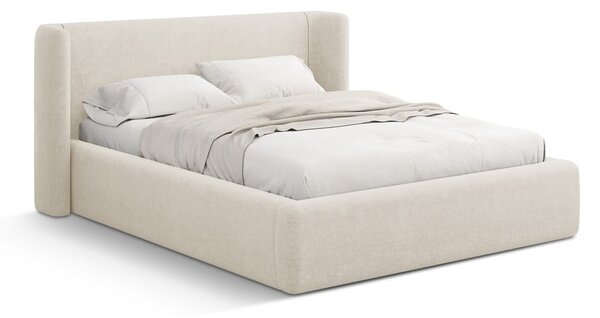 Kremno bela oblazinjena zakonska postelja s prostorom za shranjevanje z letvenim dnom 200x200 cm Jason – Windsor & Co Sofas