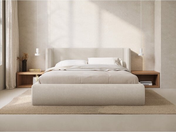 Kremno bela oblazinjena zakonska postelja s prostorom za shranjevanje z letvenim dnom 200x200 cm Jason – Windsor & Co Sofas