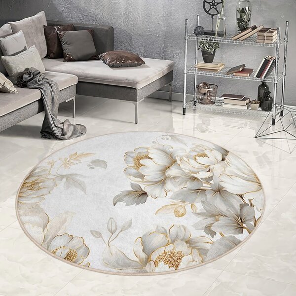 Svetlo siva/bež pralna okrogla preproga ø 80 cm Soft and Gentle – Mila Home