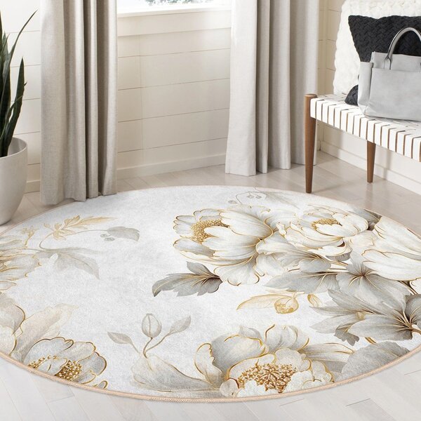 Svetlo siva/bež pralna okrogla preproga ø 80 cm Soft and Gentle – Mila Home