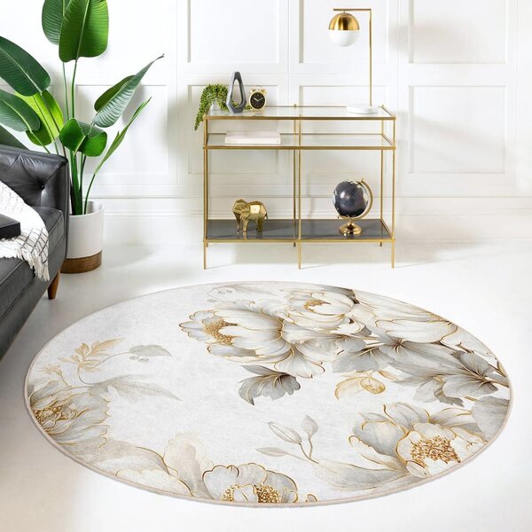 Svetlo siva/bež pralna okrogla preproga ø 80 cm Soft and Gentle – Mila Home
