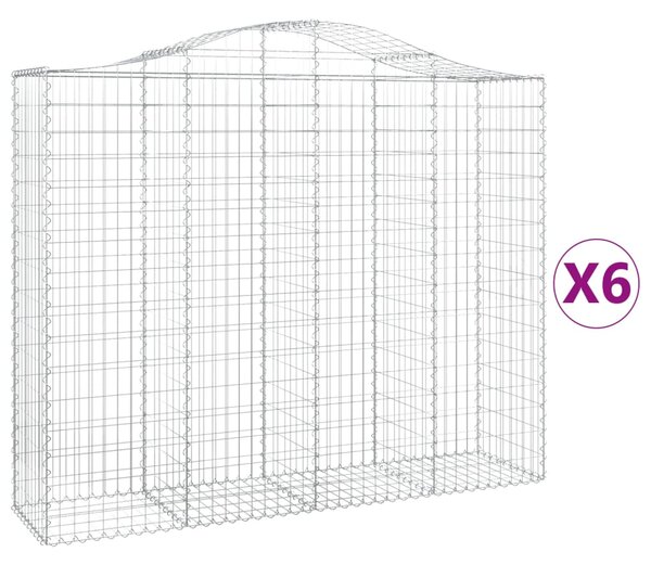 VidaXL Obokane gabion košare 6 kosov 200x50x160/180cm pocinkano železo