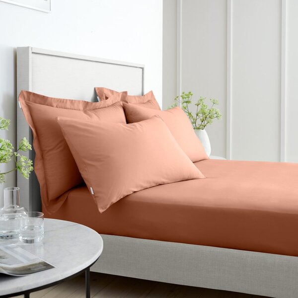 Napenjalna rjuha iz bombažnega perkala v barvi terakote 90x190 cm Cotton Percale – Bianca