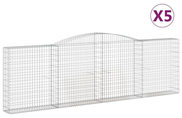 VidaXL Obokane gabion košare 5 kosov 400x30x120/140cm pocinkano železo